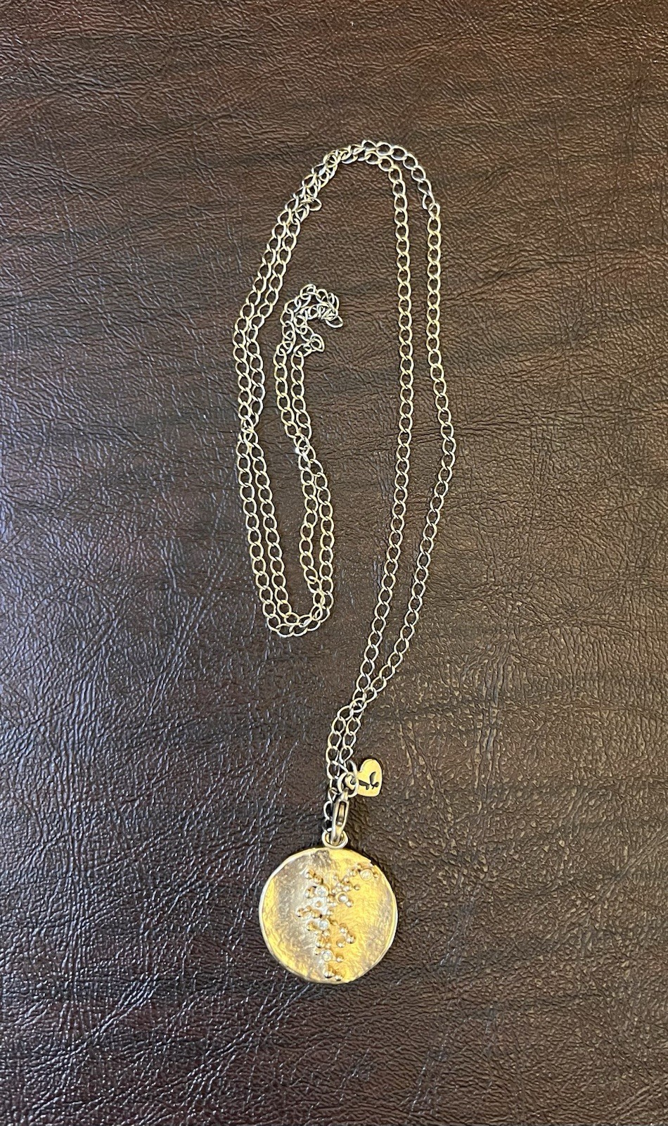 American Eagle Outfitters Silver Tone Round Pendant Necklace Rhinestone Boho