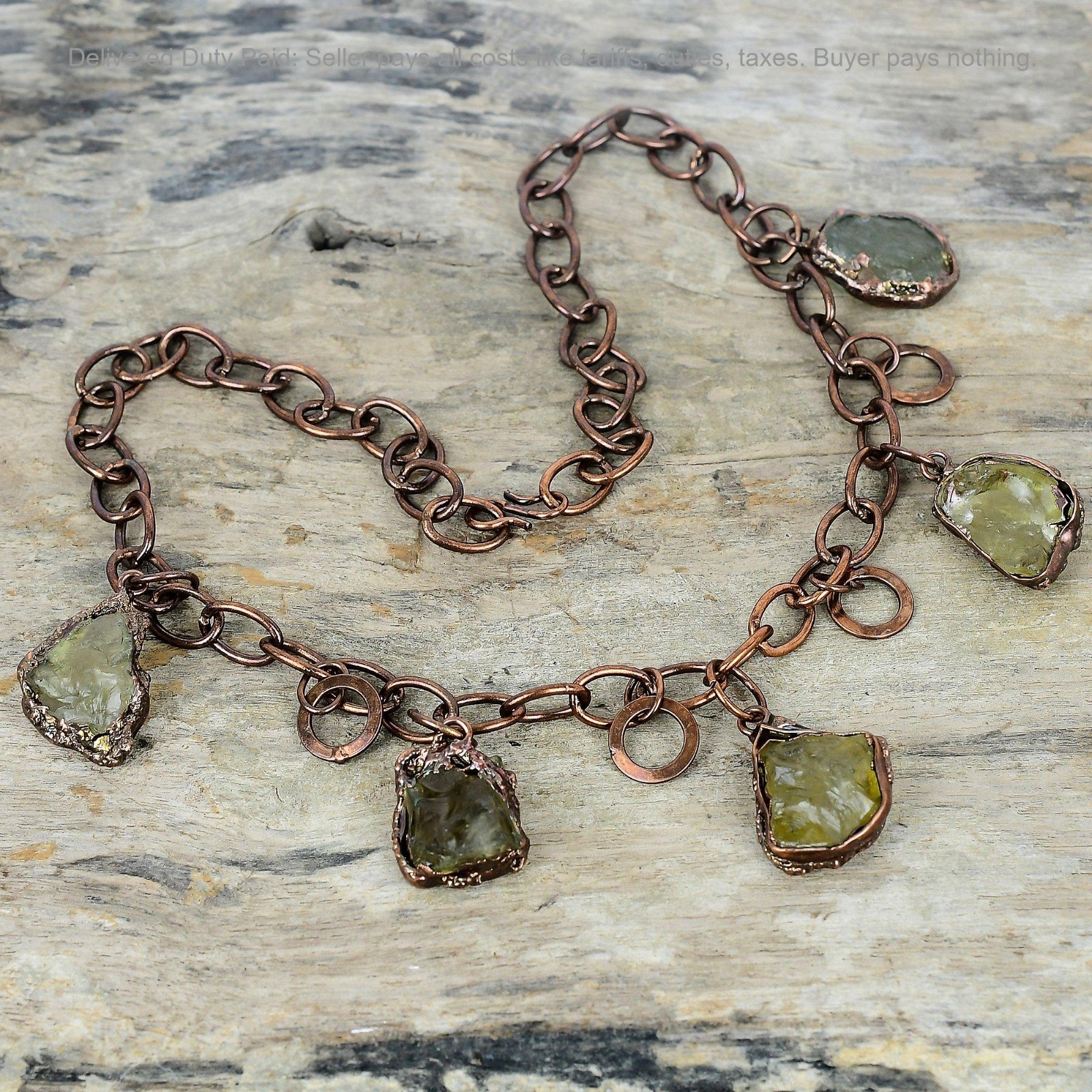 Citrine Rough Stone Engagement Chain Electroformed Bezel Necklace Jewelry Copper