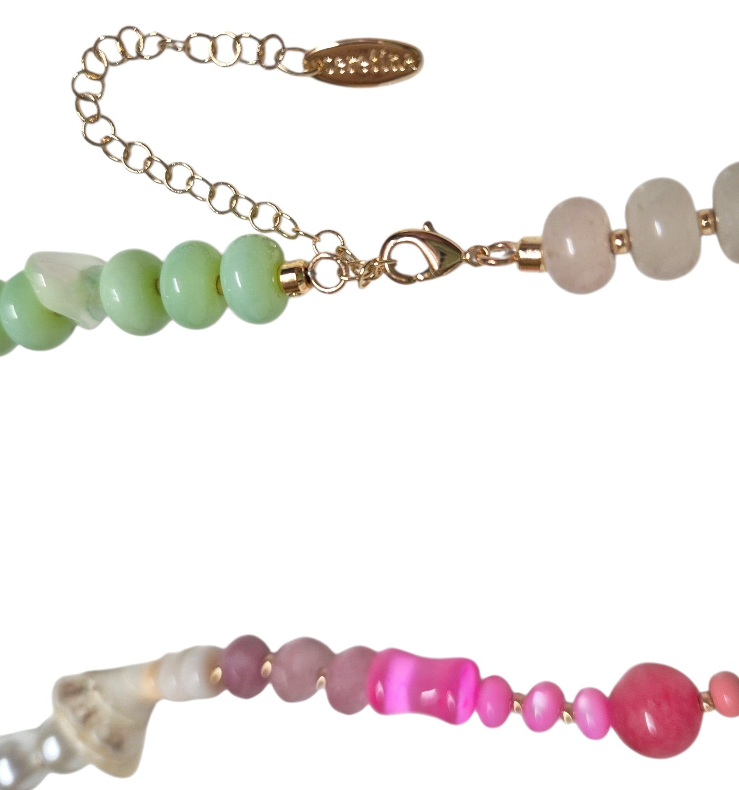 Anthropologie Beaded Shell Charm Necklace Blue Yellow Green Gold Plated New