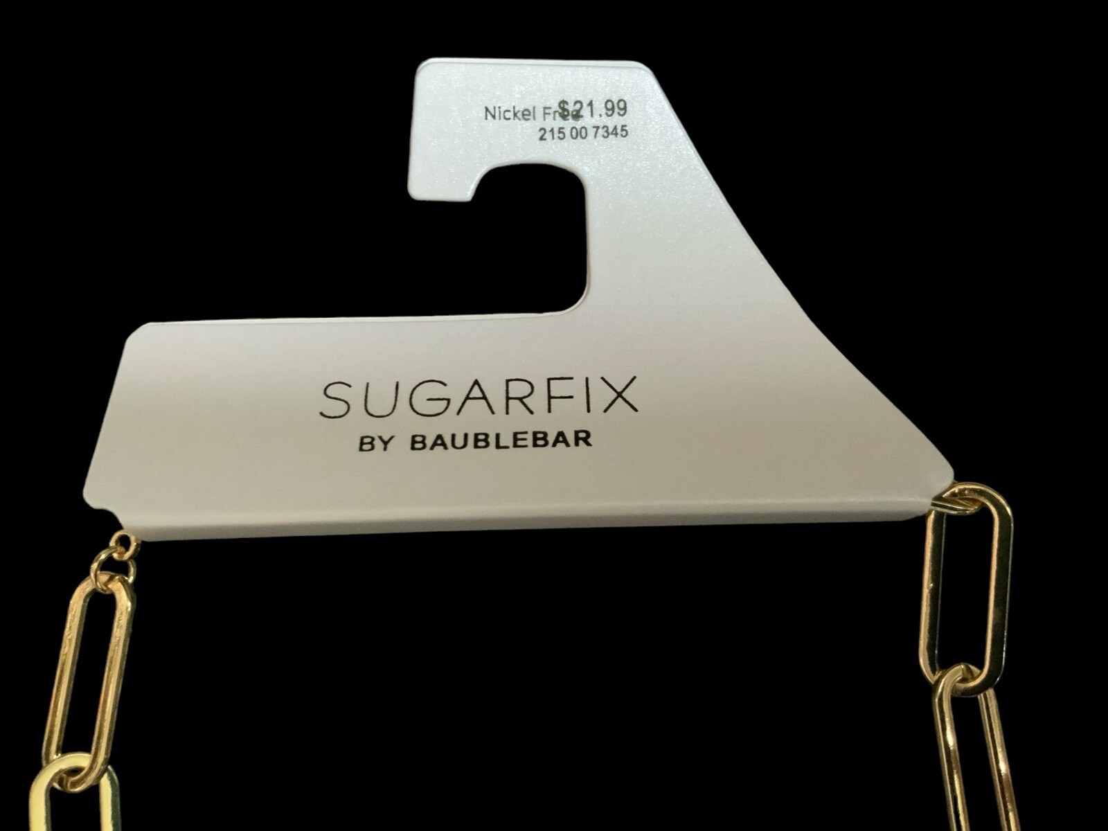 SUGARFIX BaubleBar Nickel Free Paperclip Chain Link Necklace NWT Gold ~20”L