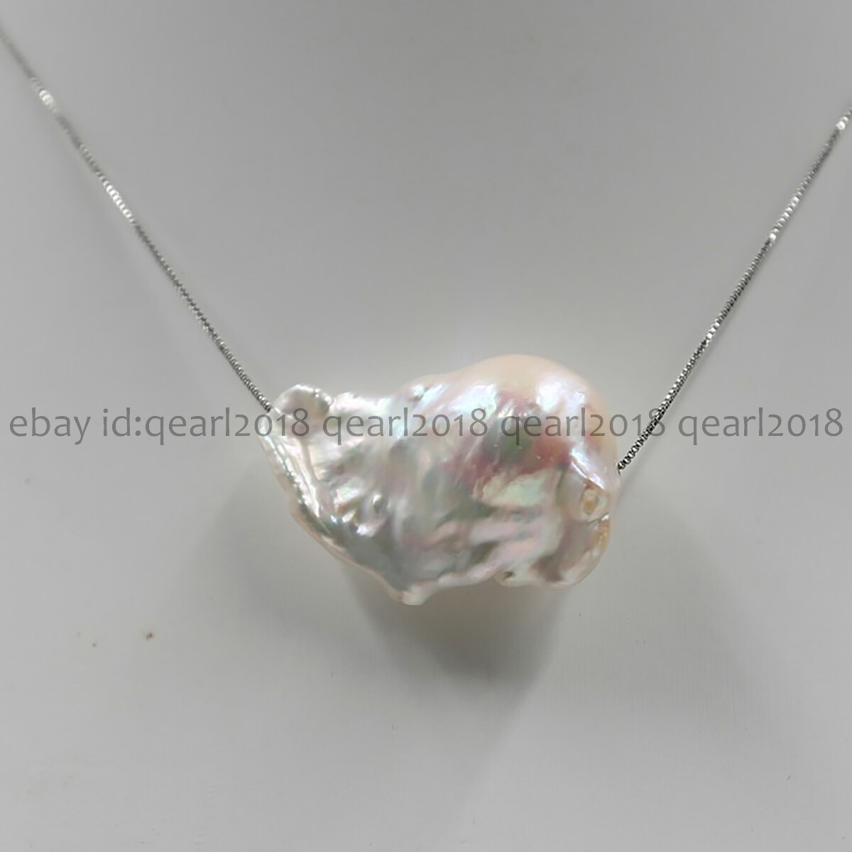 Huge 15-25mm Natural White South Sea Baroque Keshi Pearl Floating Necklace 18”