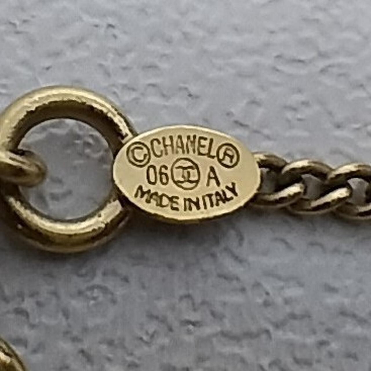 Auth CHANEL No.5 Coco Mark Necklace Accessory Rhinestone Metal Made in Italy