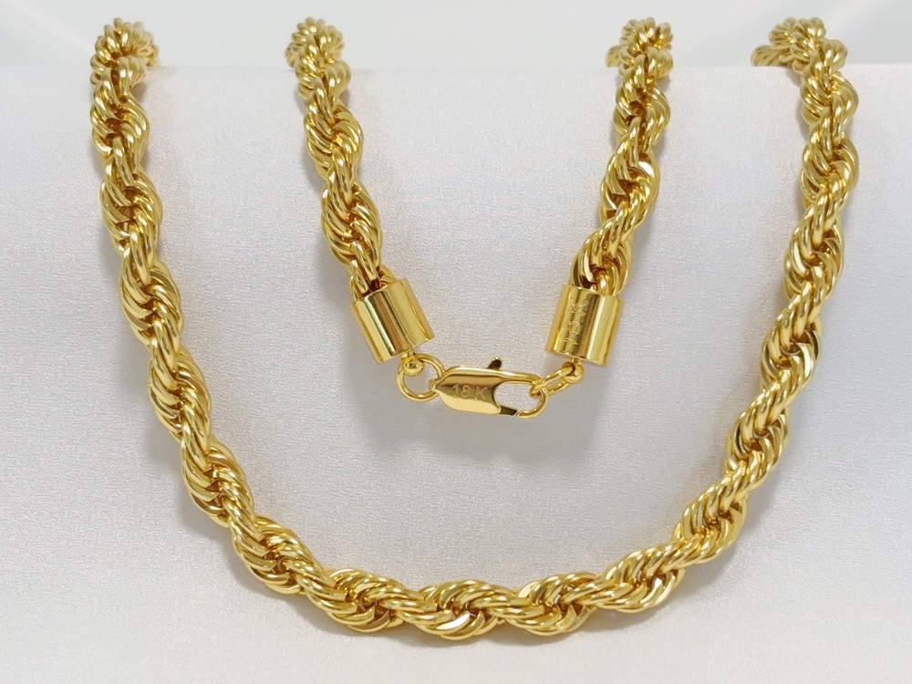 18K Yellow Gold Diamond Cut Rope Chain 8mm NecKlace Mens Womens 26″