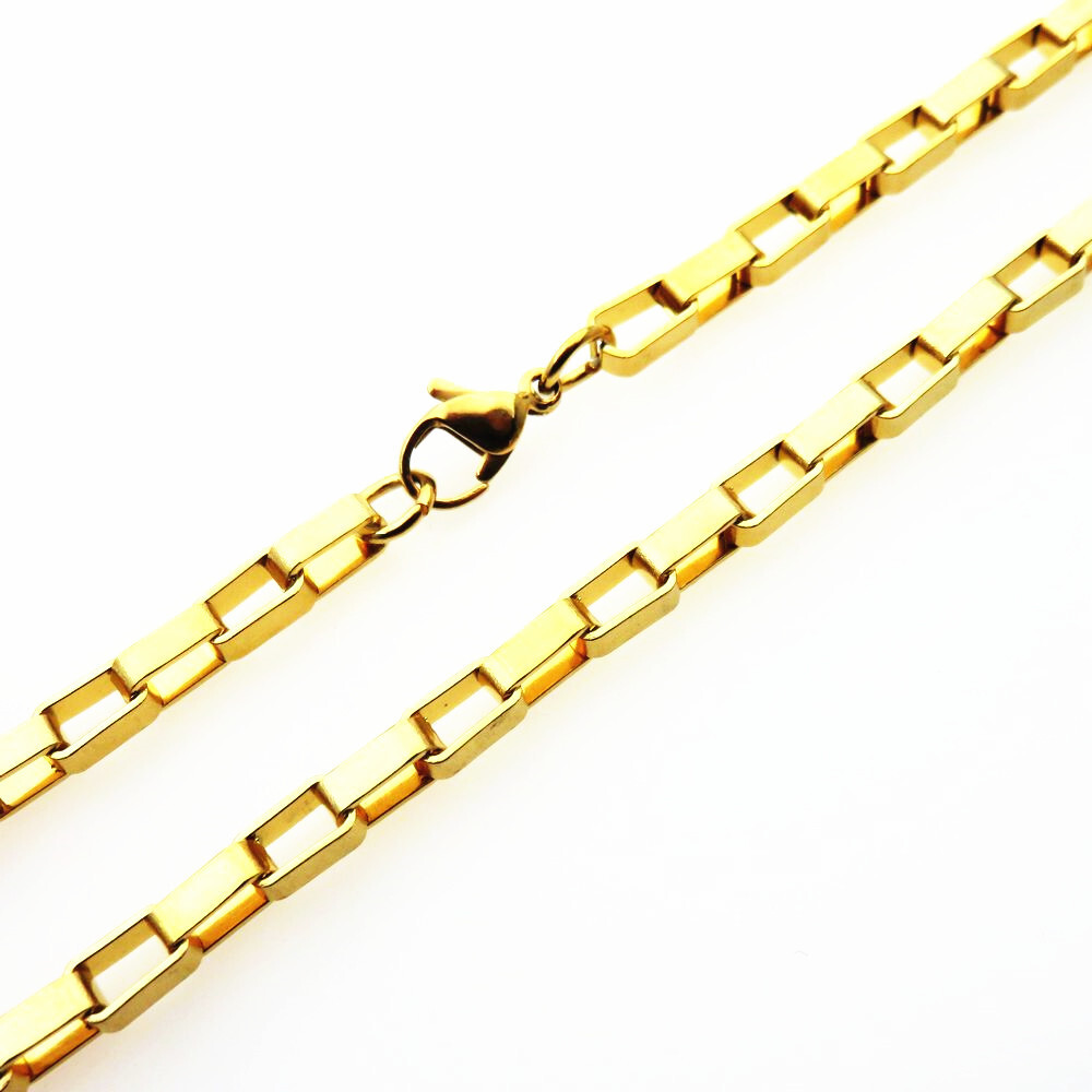 1.5 – 6mm 18K Gold Plated Stainless Steel Hollow Box Chain Necklace 16-24”