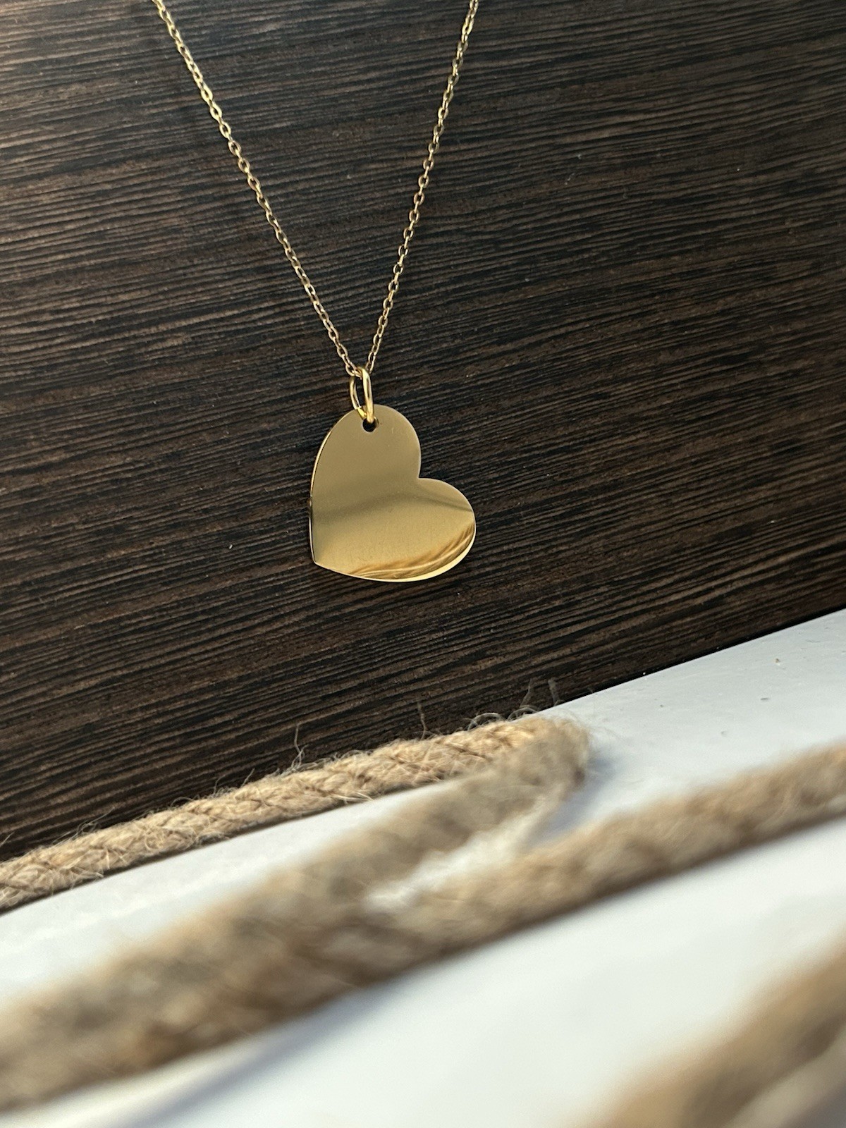 Custom Heart Text Necklace- Personalized Engraved Pendant Stainless Steel gold