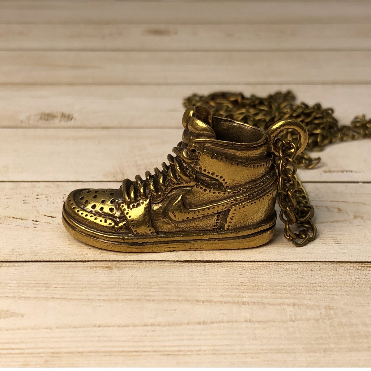 Nike Air Jordan 1 Pendant + 20″ Link Necklace Antique Bronze Stainless Steel