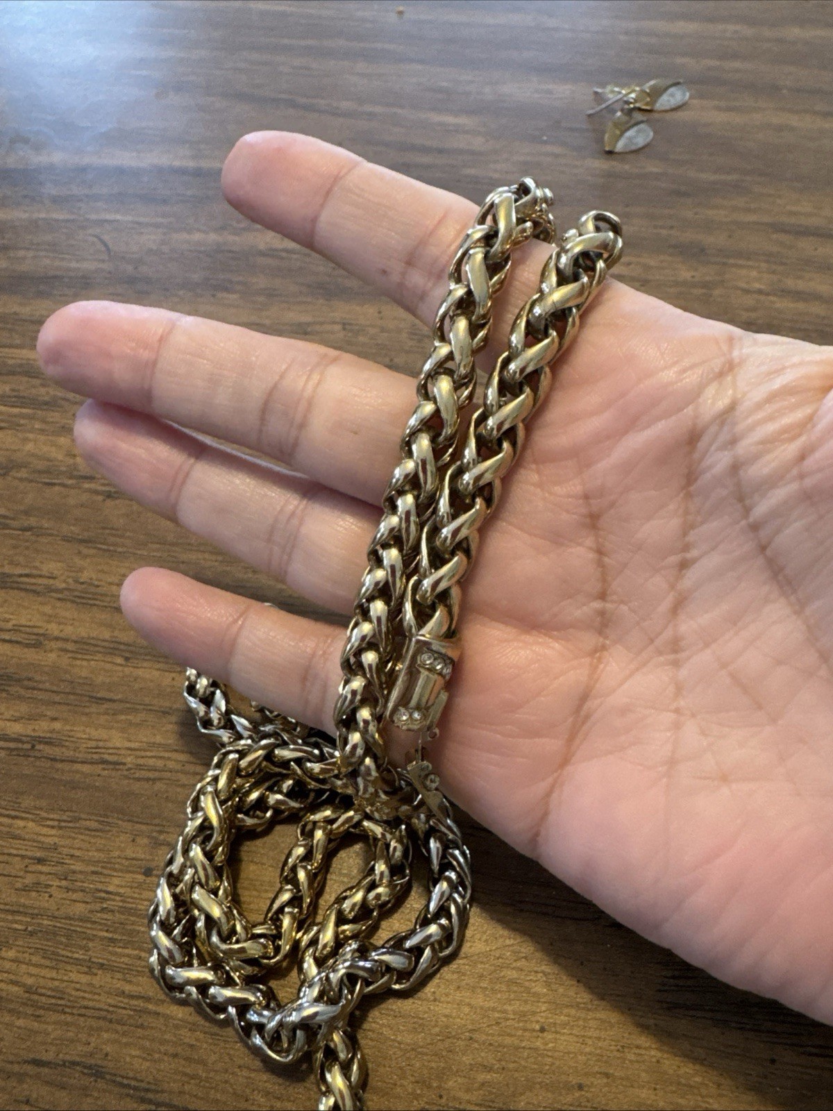 32” Gold Tone 6mm Franco Chain With Rhinestone Fold Over Clasp