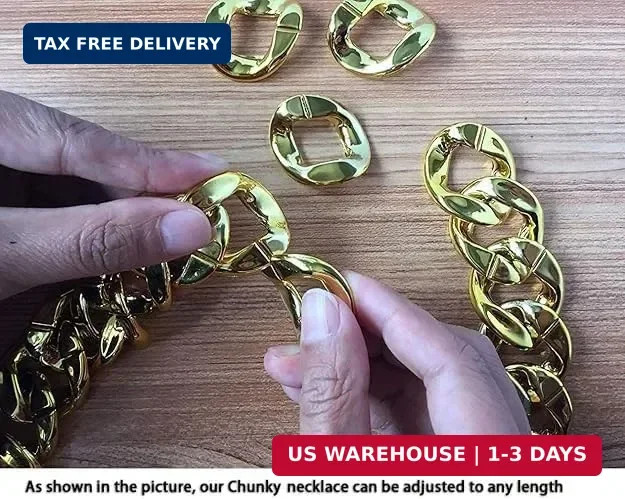 Q&D&S Plastic Chunky Necklace for Men 80s 90s Rapper Chain Punk Hip Hop Necklace