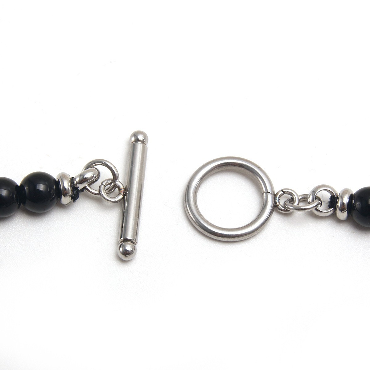 Mens Tiger Eye Black Beaded Necklace Stainless Steel OT Clasp Boho Healing Gift