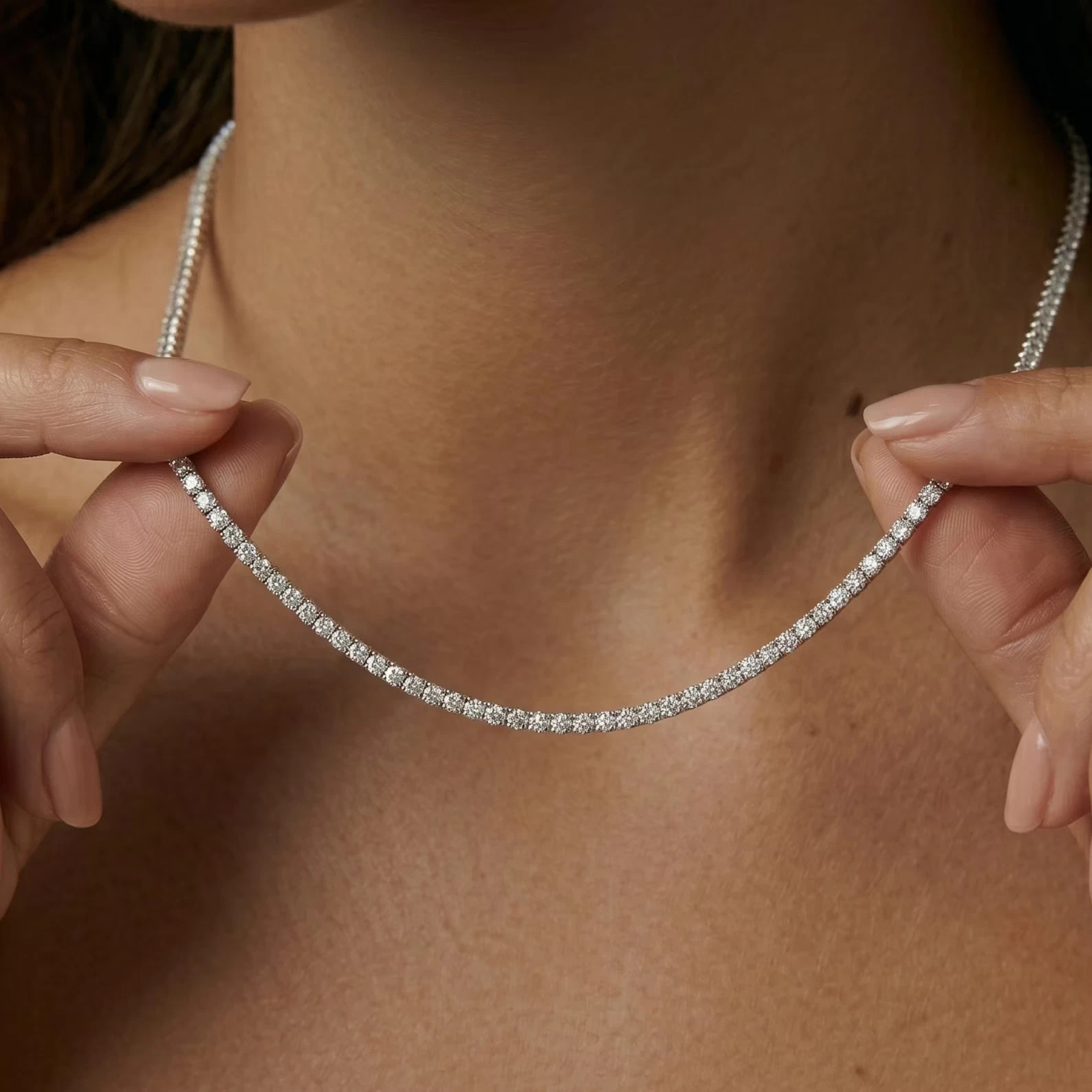 10Ct Round Cut Simulated Diamond 14K White Gold Plated Women’s Tennis Necklace