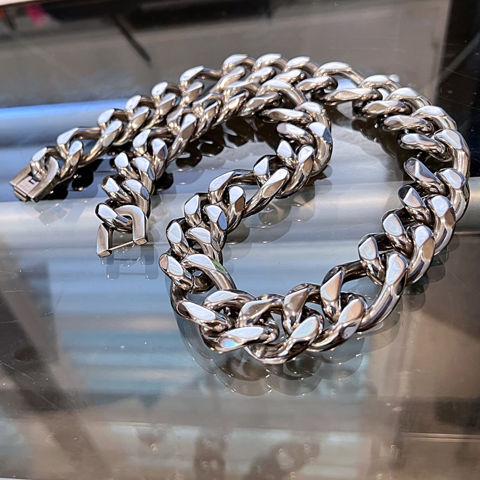 Mens Figaro Link Chain 316L Stainless Steel Heavy Necklace 22MM Thick 18″-30″ in