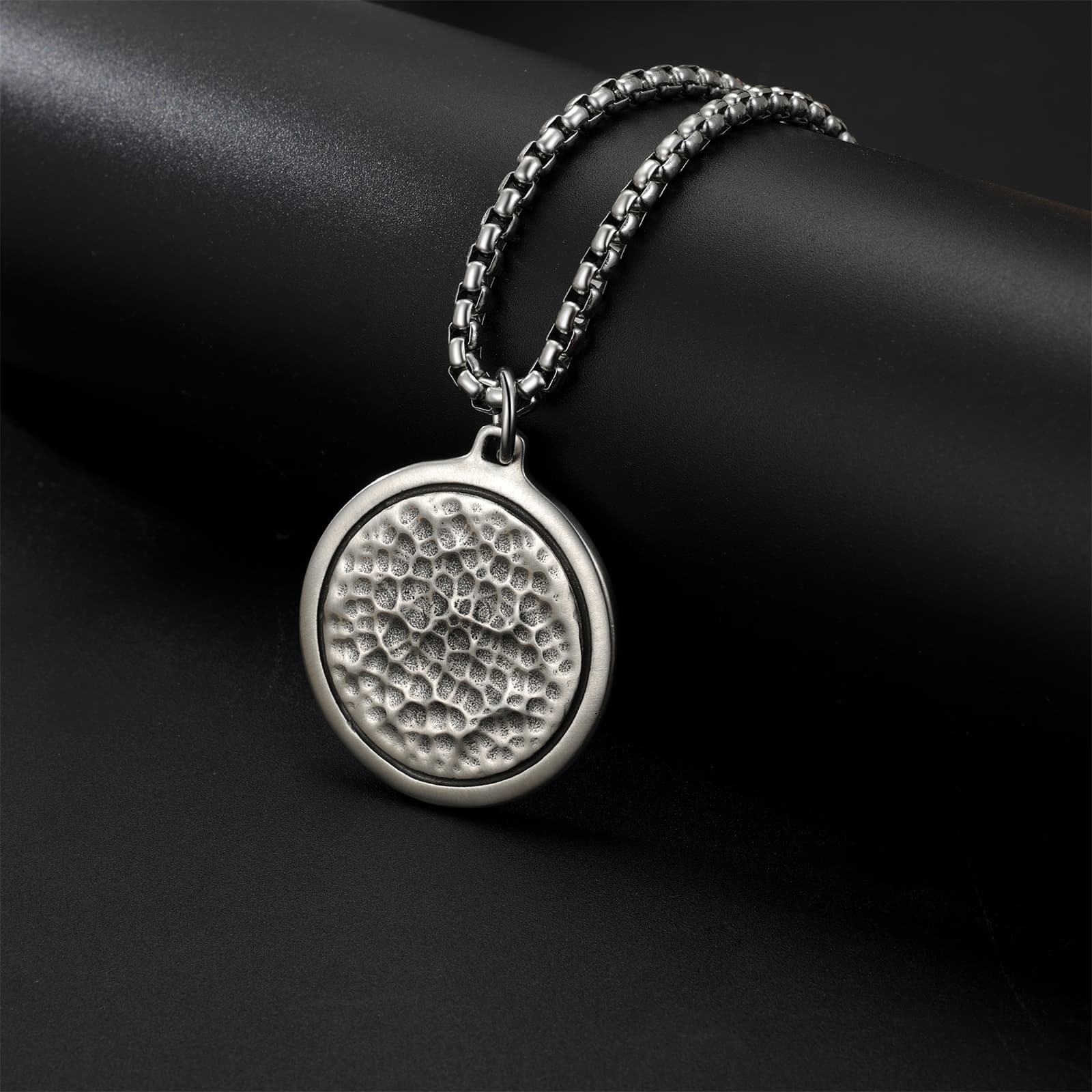 Mens Ecclesiastes 3:11 Bible Verse Herbal Embossed Stainless Steel Coin Necklace