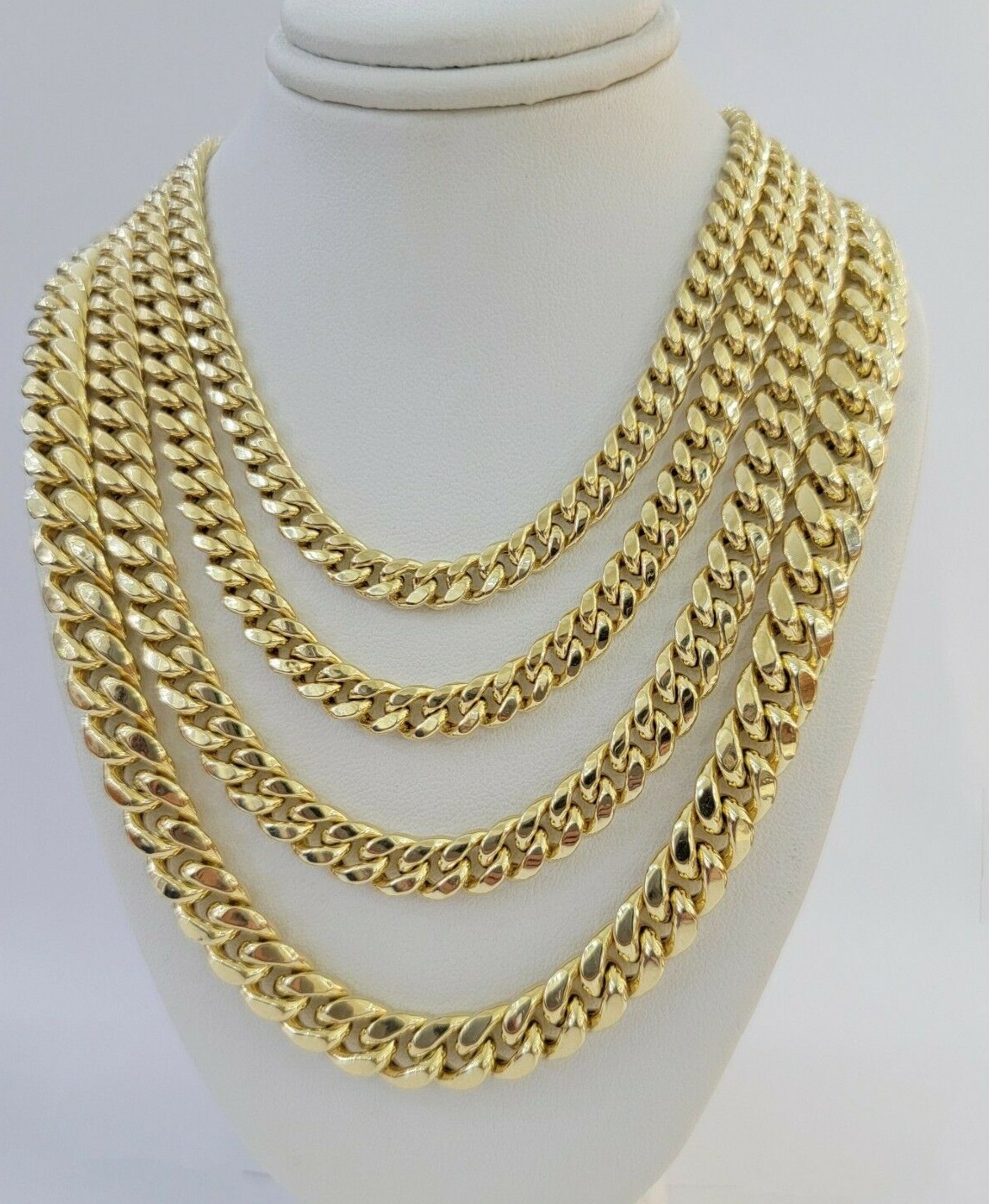 Real 14K Yellow Gold Miami Cuban Link Chain Necklace 6mm–9mm — 8″ to 30″ 14KT