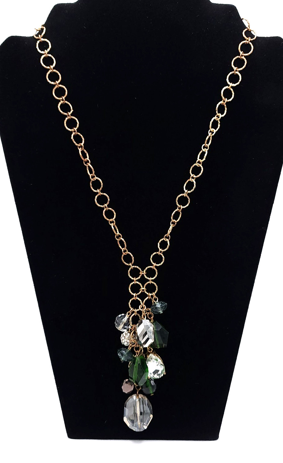 INC International Concepts Emerald Green Crystal Cluster Statement Necklace Gold