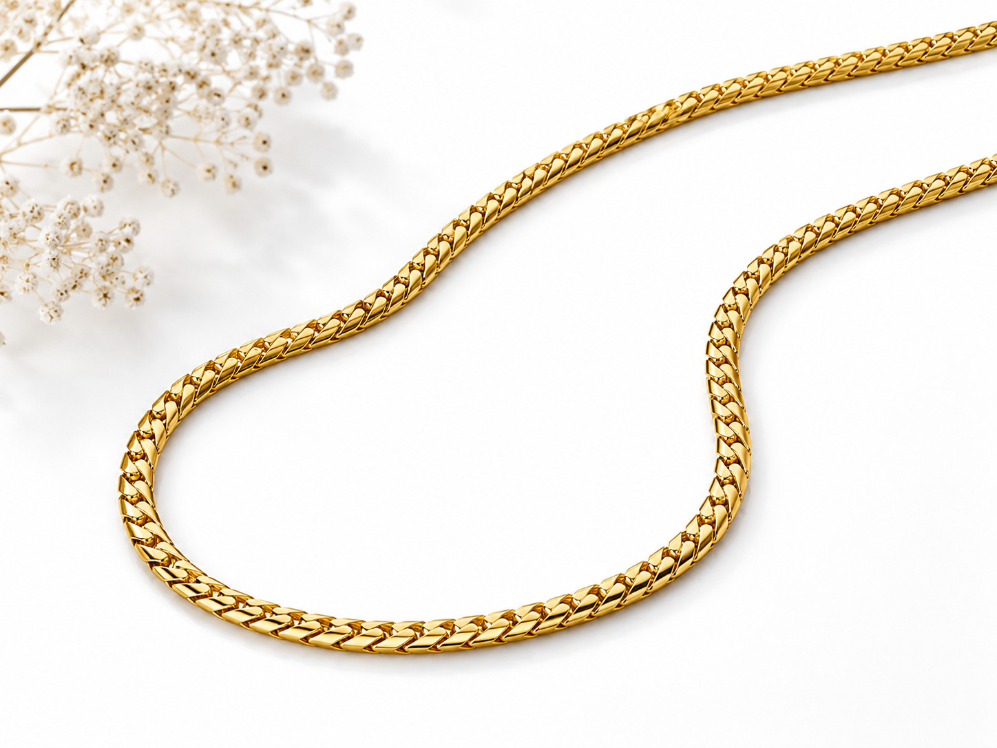 Premium Gold Finish Stainless Steel Chain 22 Inch Unisex Necklace for Men Women