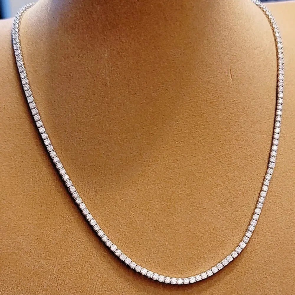 Tennis necklace white Gold Filled Round cut 2/2.5/3mm zircon Cz