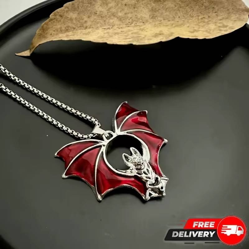 Red Bat Pendant Necklace Punk Hip Hop Street Style Unisex Jewelry