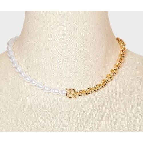 SUGARFIX by BaubleBar Gold and Pearl Necklace – Gold/White
