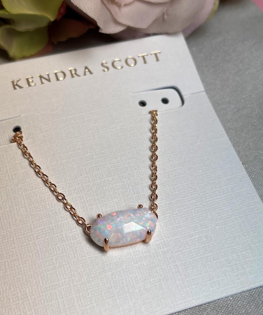 Kendra Scott White Kyocera Opal EVER Necklace In Rosegold NWT