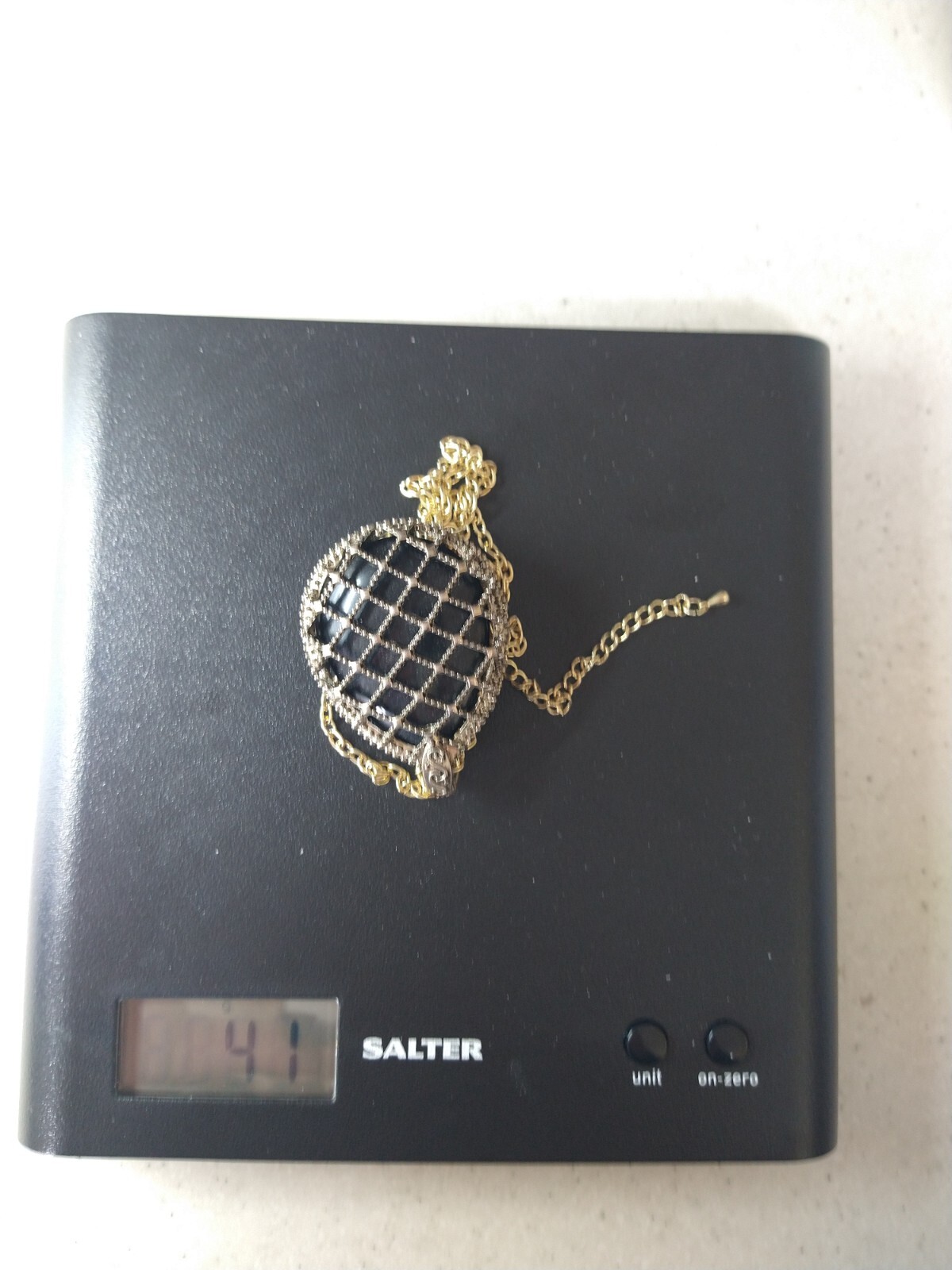Necklace pendant Y2k 1990’s black stone gold tone vintage retro Halloween