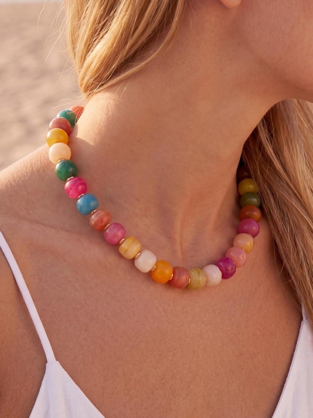 Colorful Summer Statement Beaded Necklace