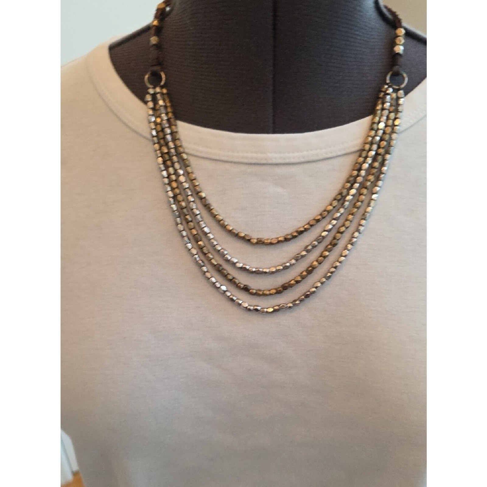 Lucky Brand Mixed Metal Layered Bead Boho Necklace