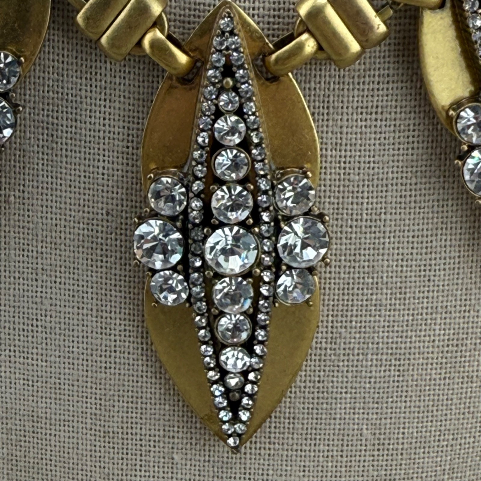 J. Crew Necklace Chunky Gold Tone Rhinestone Statement 16”
