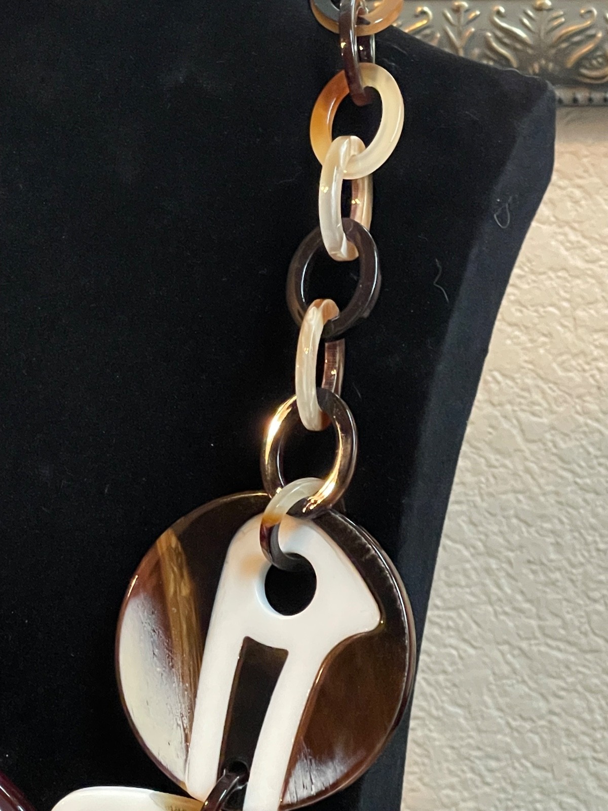 Vintage 60s Mod Chunky Statement Necklace Tortoiseshell Acrylic Geometric Runway