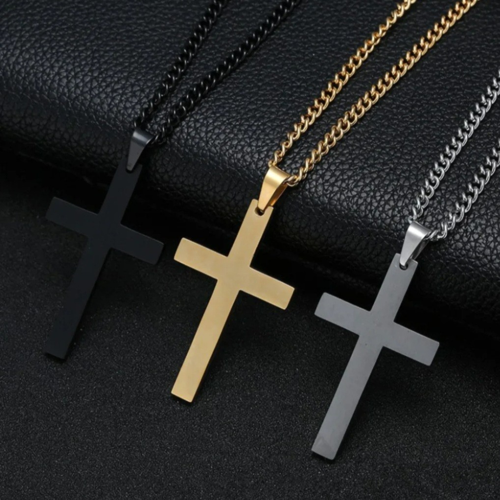 Cross Pendant for Christian Faith Men 2X1 inches, 24 in Chain