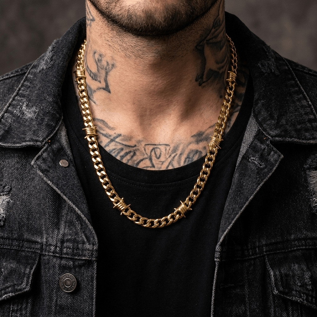 Barbed Wire Cuban Necklace