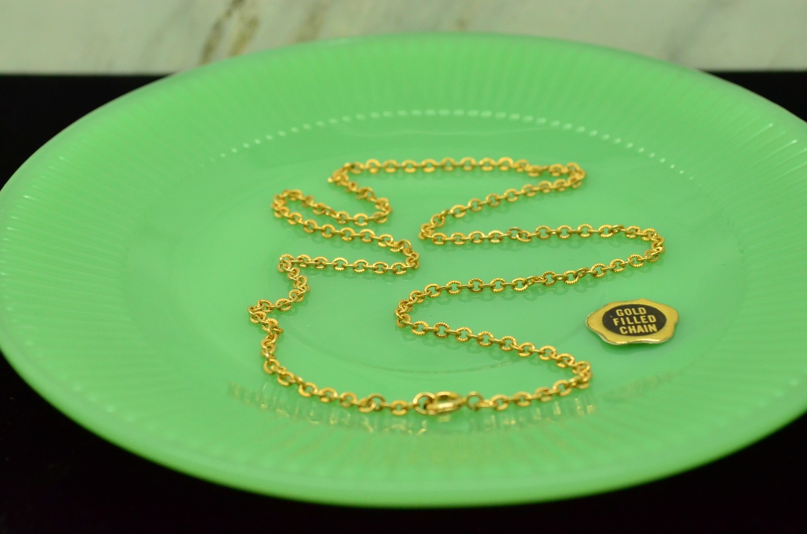 18″ YELLOW GOLD FILLED TEXTURED LINK CABLE CHAIN NECKLACE 2.5mm