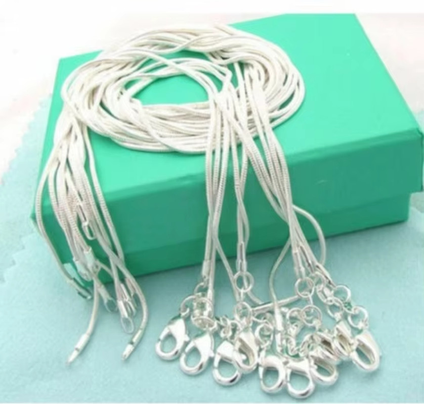10PCS LOT Wholesale 925 Sterling Silver 16/18/20/22/24/26/28/30 Inch 1Mm Snake C