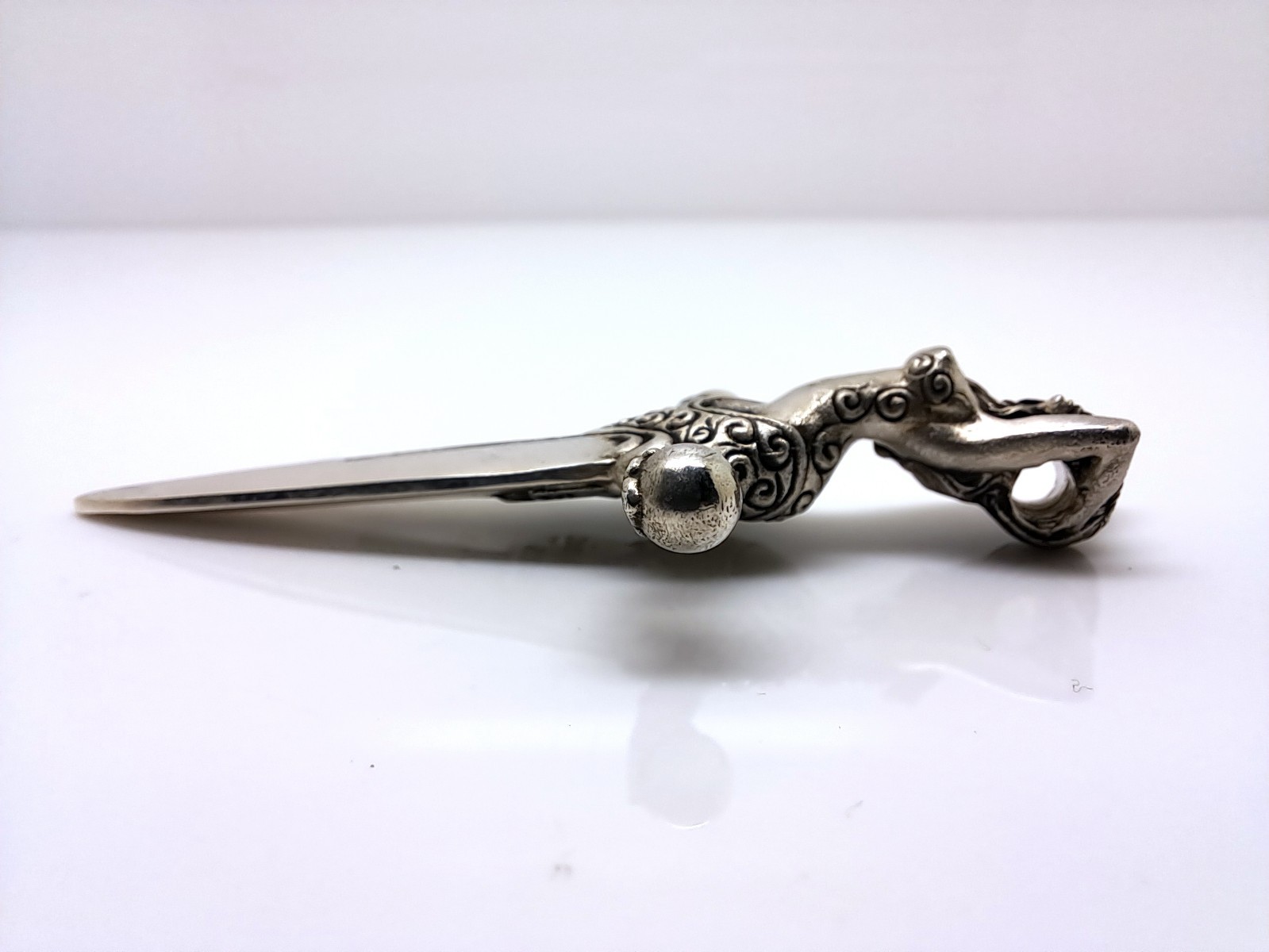925 Sterling Silver Dagger Pendant – Gothic Fantasy Sword Female Figure Pendant