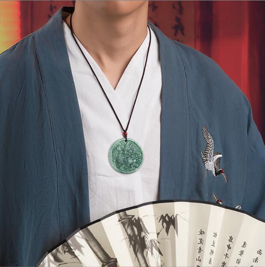 Certified Natural Green Burma Grade A Jade jadeite Carved Kirin Pendant Necklace