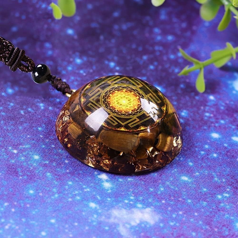 Artisan-crafted Sri Yantra Tiger Eye Pendant – Grounding Energy for Daily Wear