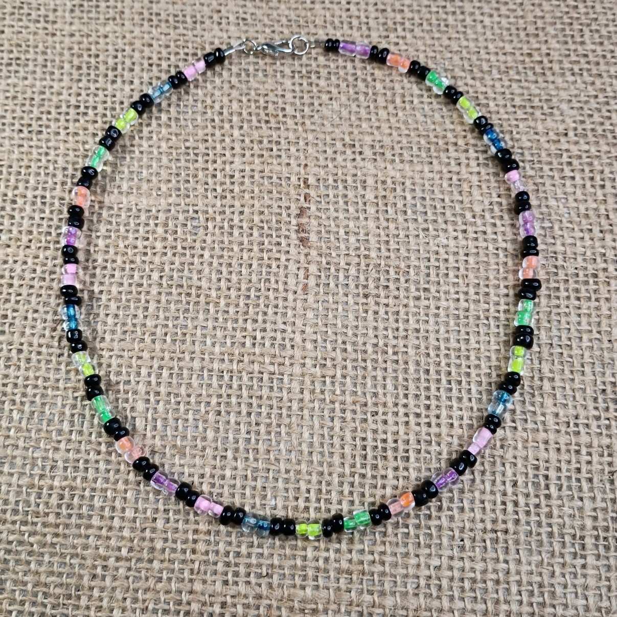 New Multicolor Beaded Choker Necklace – Seed Bead Choker Handmade Boho Rainbow