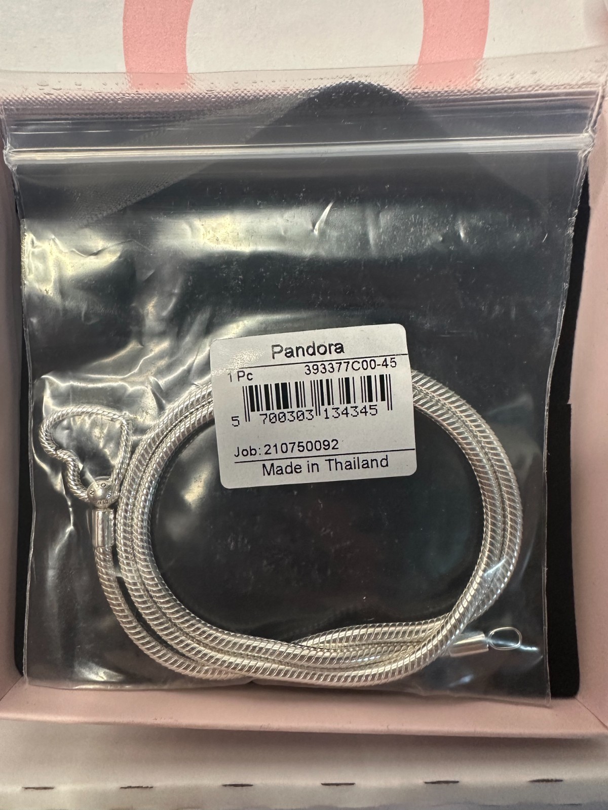 Authentic Pandora Heart Closure Snake Chain Necklace 45cm 17.7″ S925 393377C00