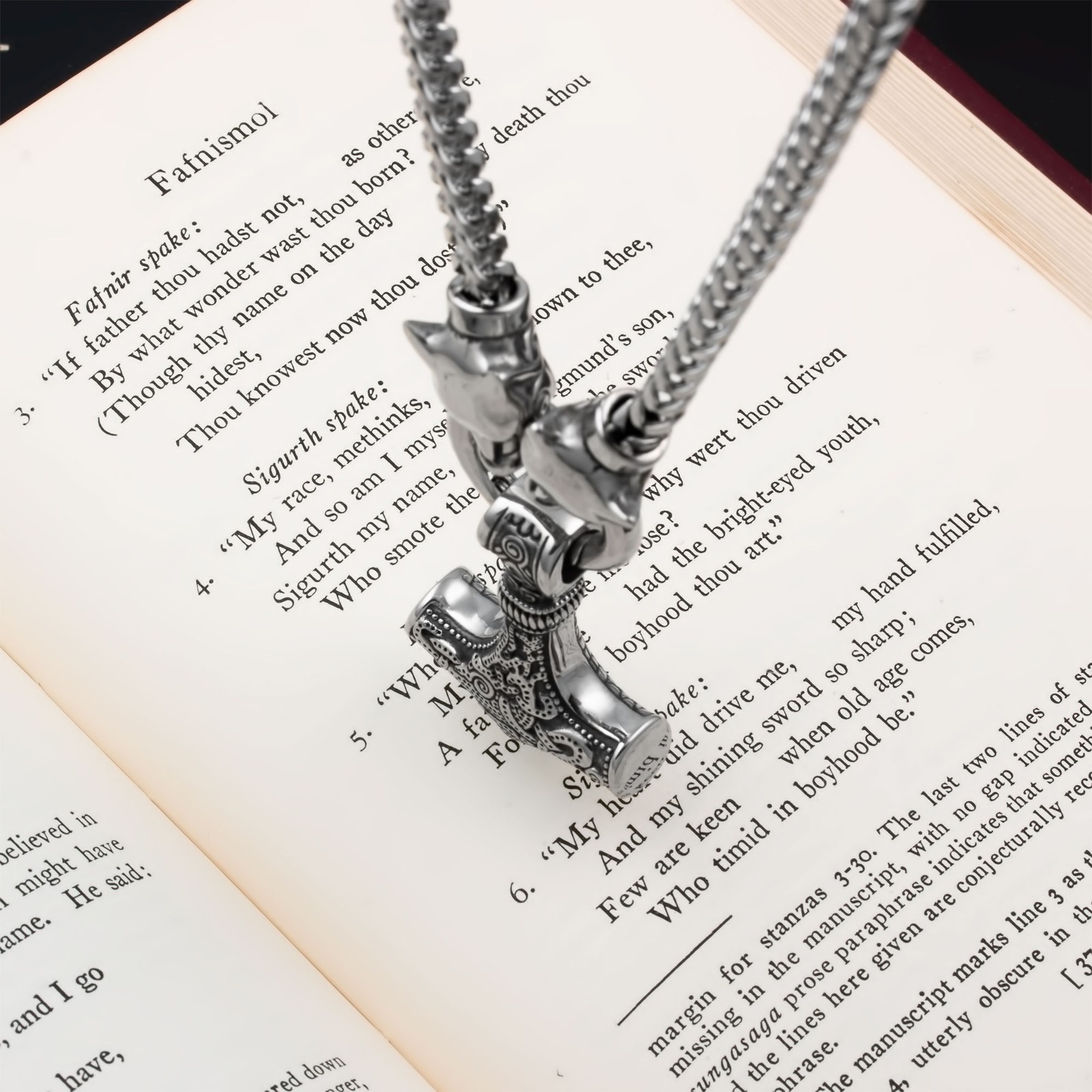 Viking Mjolnir Thor’s Hammer King Wolf Foxtail Necklace 316L Stainless Steel