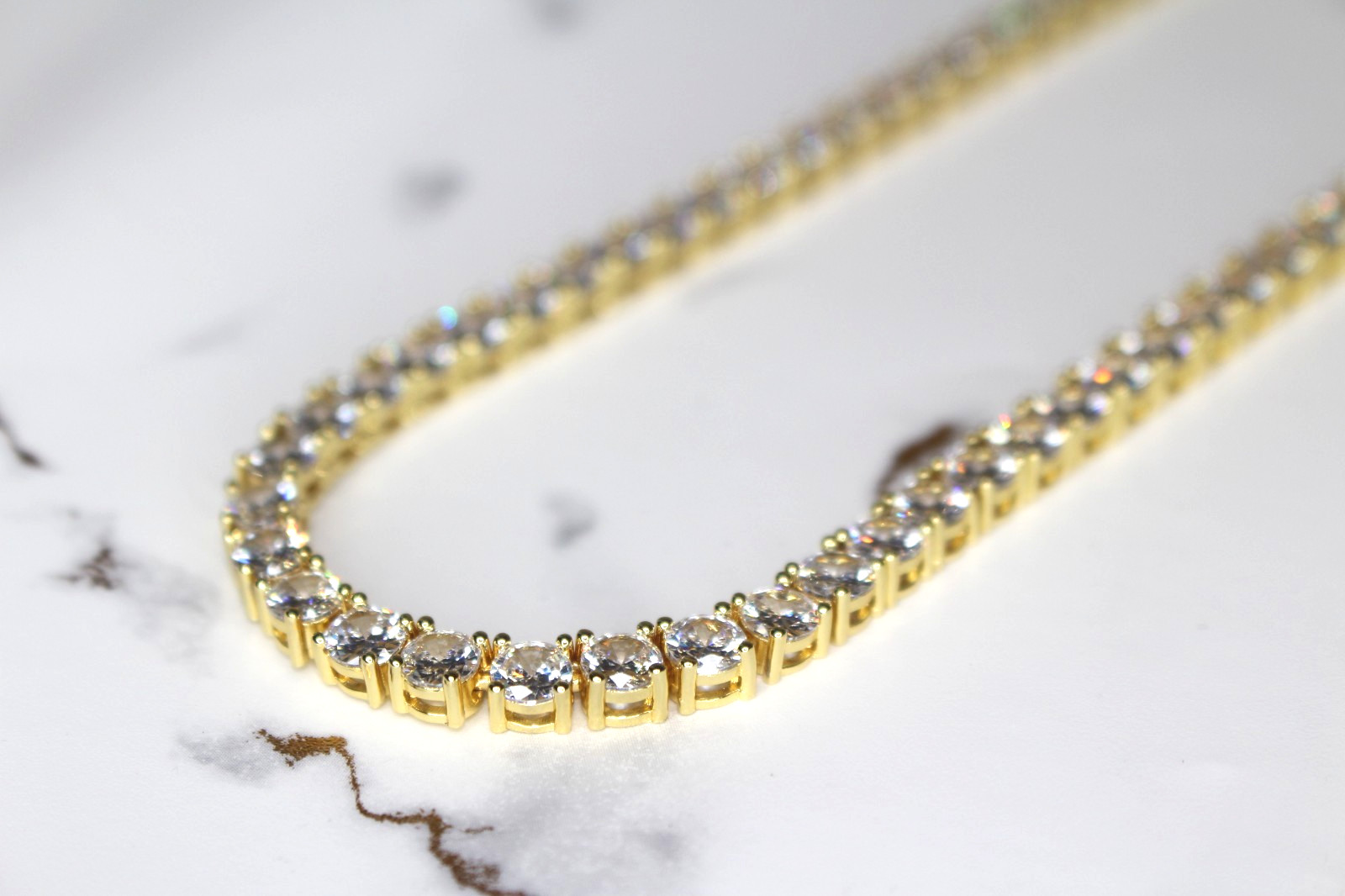 14k STAMPED 5mm Tennis Gold Chain Necklace 100ct Lab Sim VVS1 Diamond 68g HEAVY