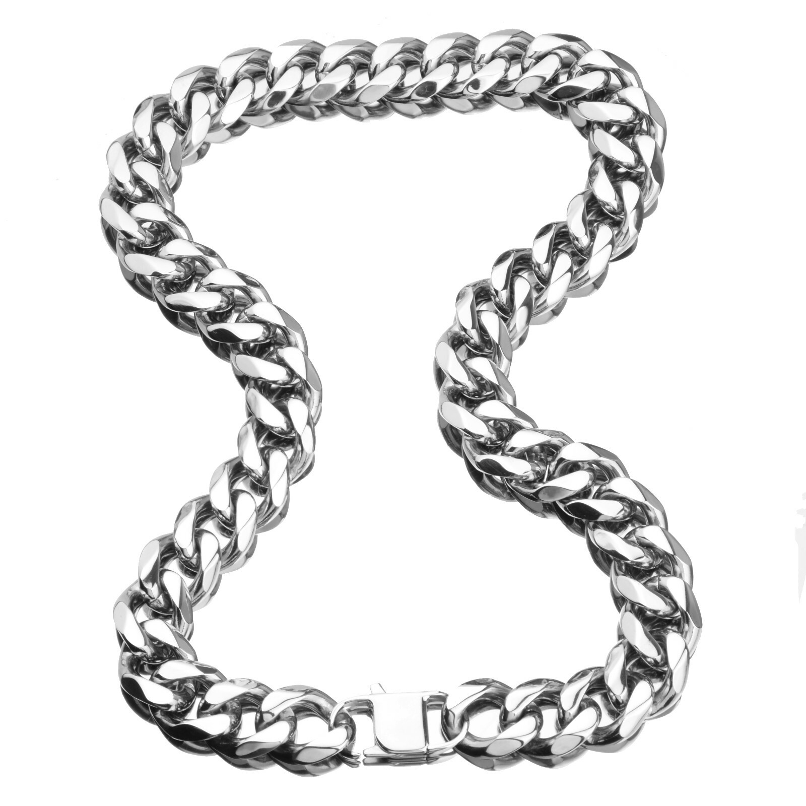 19mm 24″ Silver Heavy Men’s Chain 316L Stainless Steel CURB Cuban Link Necklace