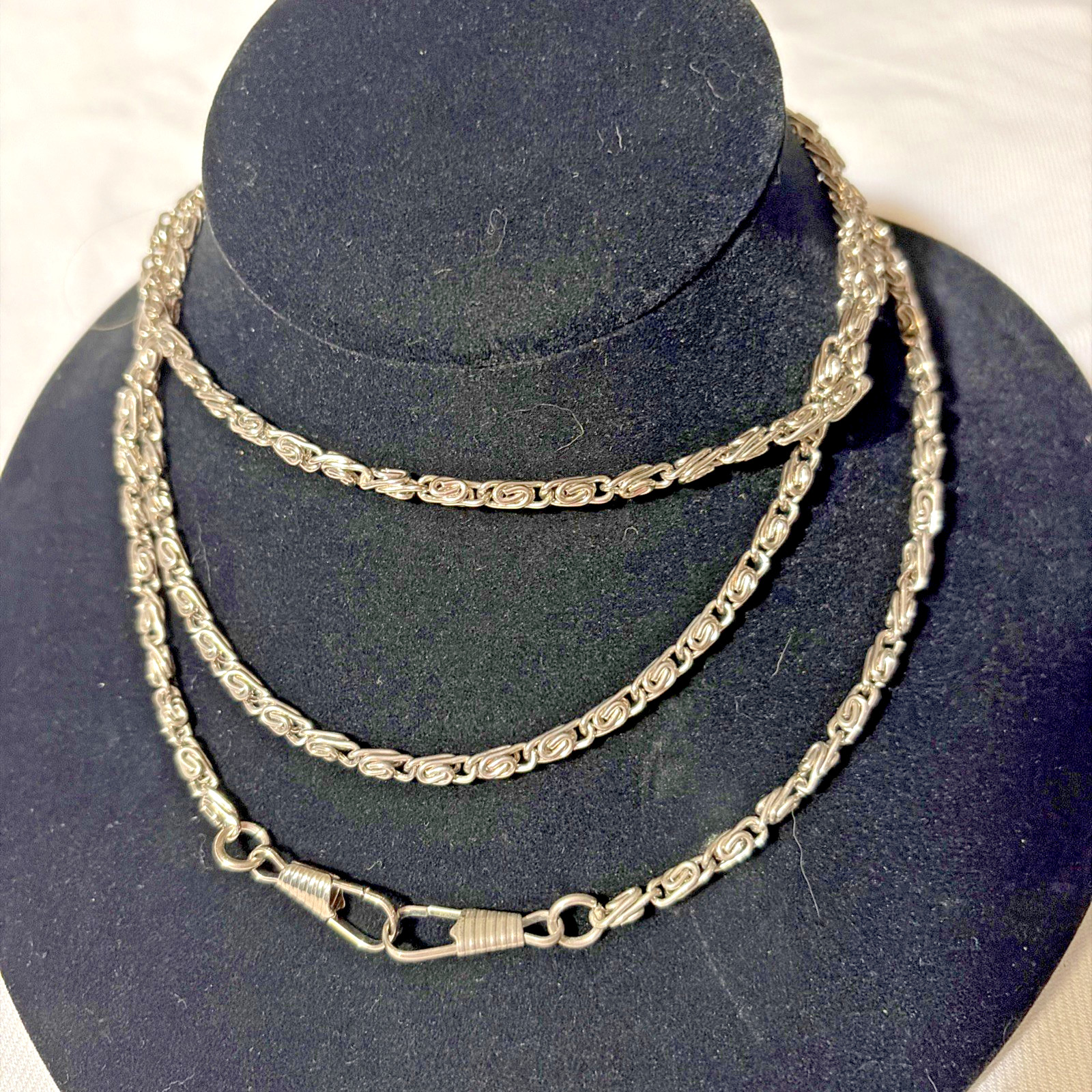 Vintage Silver Tone Necklace Extra Long Chain 46″