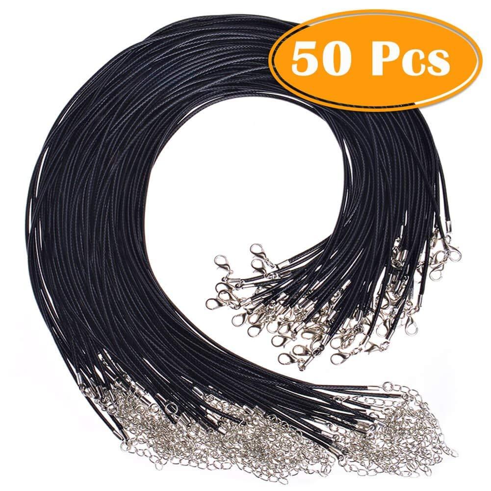 5-50Pcs Braided Leather Cord Rope Necklace Chain with Lobster Claw Clasp 20 inch