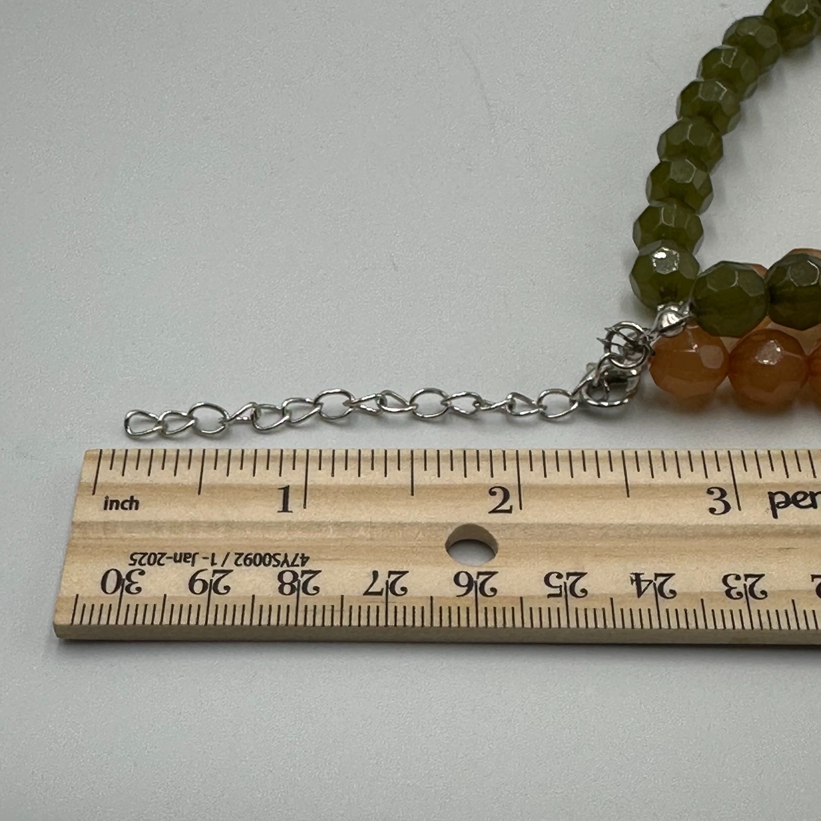 Multicolored Bead Necklace Silver Tone Orange Brown Green Color Block 2 Strand