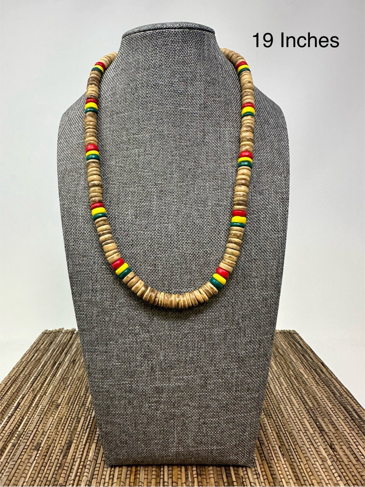 Handcrafted Rasta-Inspired Wooden Necklace – Unisex, 19″ or 23″, Boho Style
