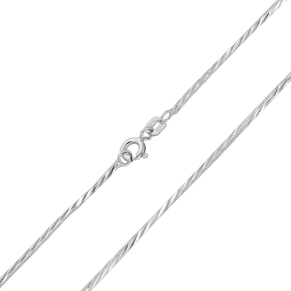 Sterling Silver Rhodium Finish DC 1.5mm 4 Sided Snake Chain Necklace, Made Italy