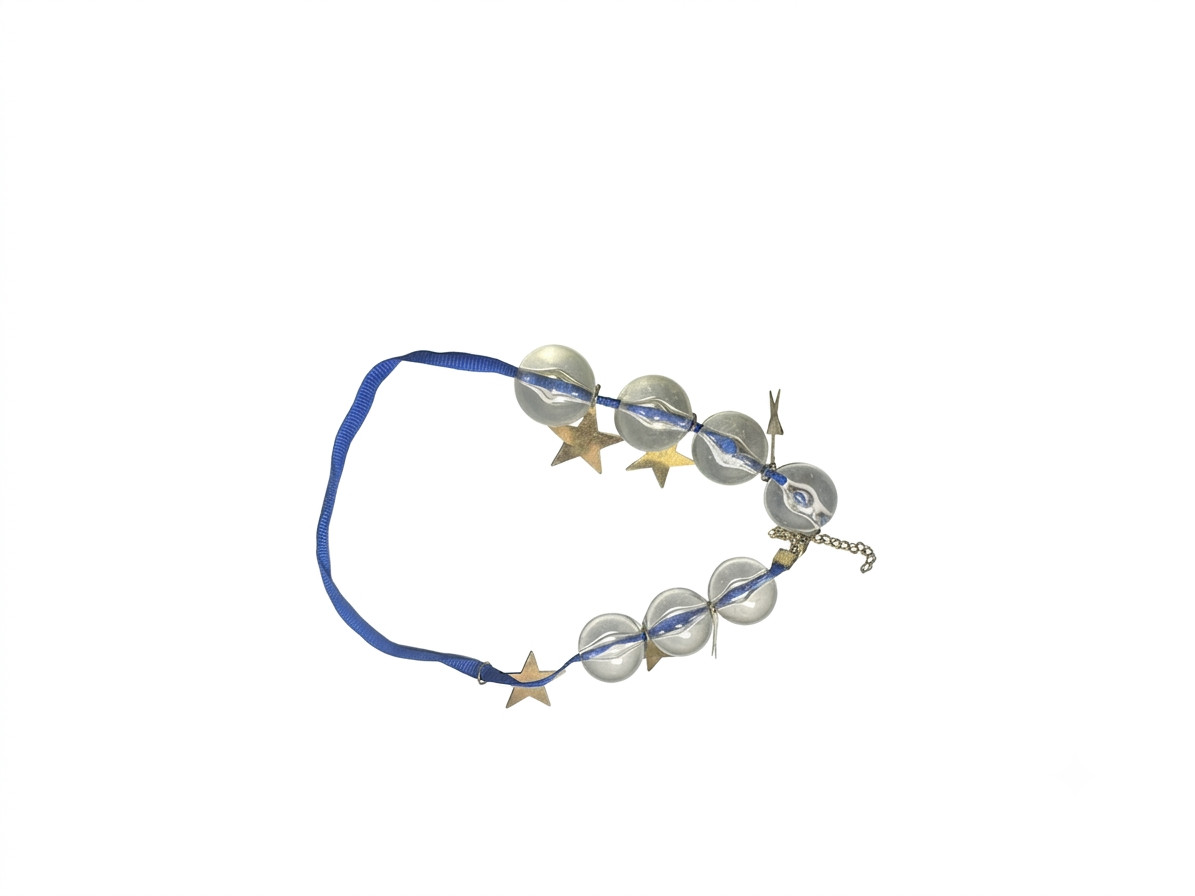 Star Charm Choker Necklace Clear Acrylic Beads Blue Ribbon Y2K Fashion Jewelry