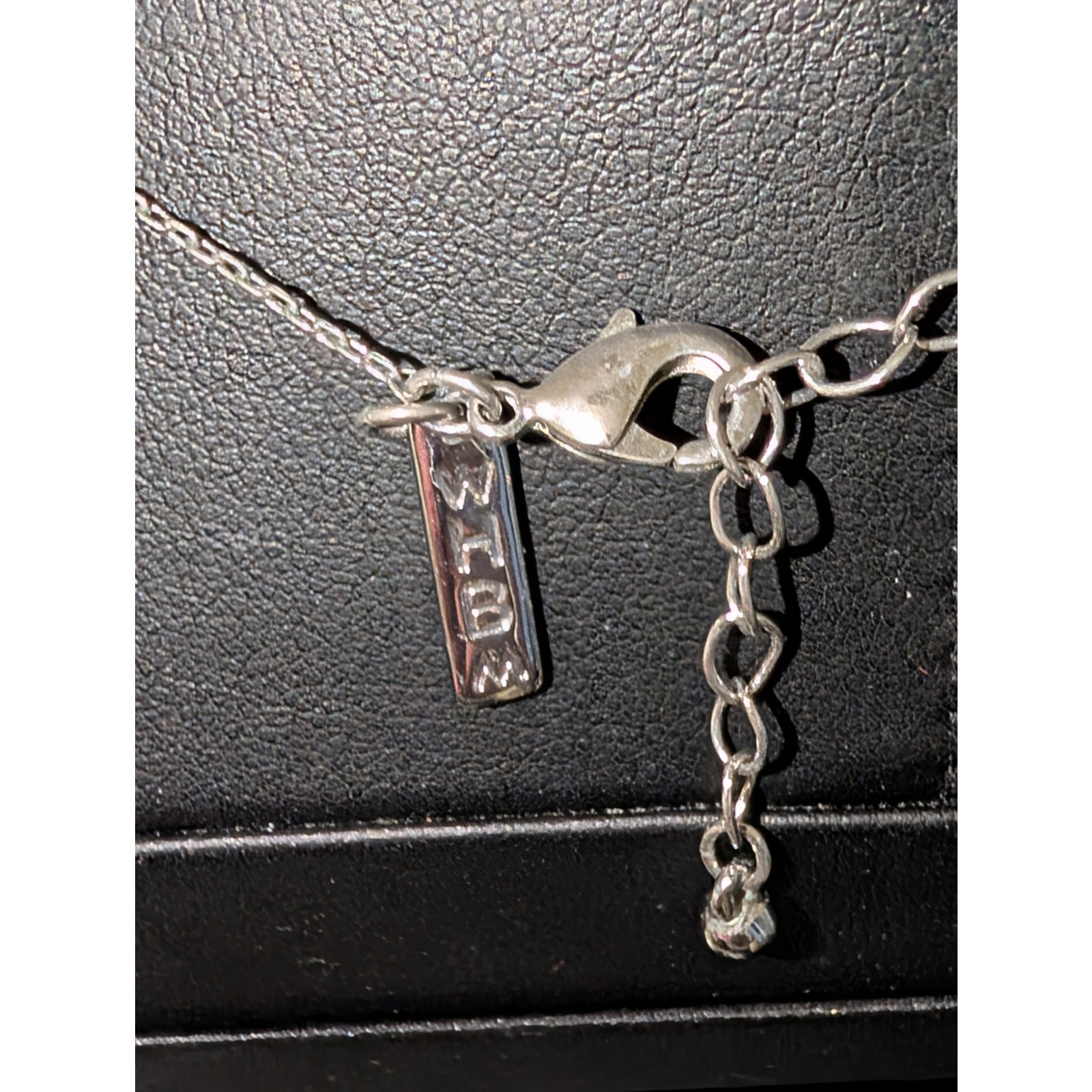 White House Black Market Signed Silver Tone Necklace With Bezel Set CZ Pendant
