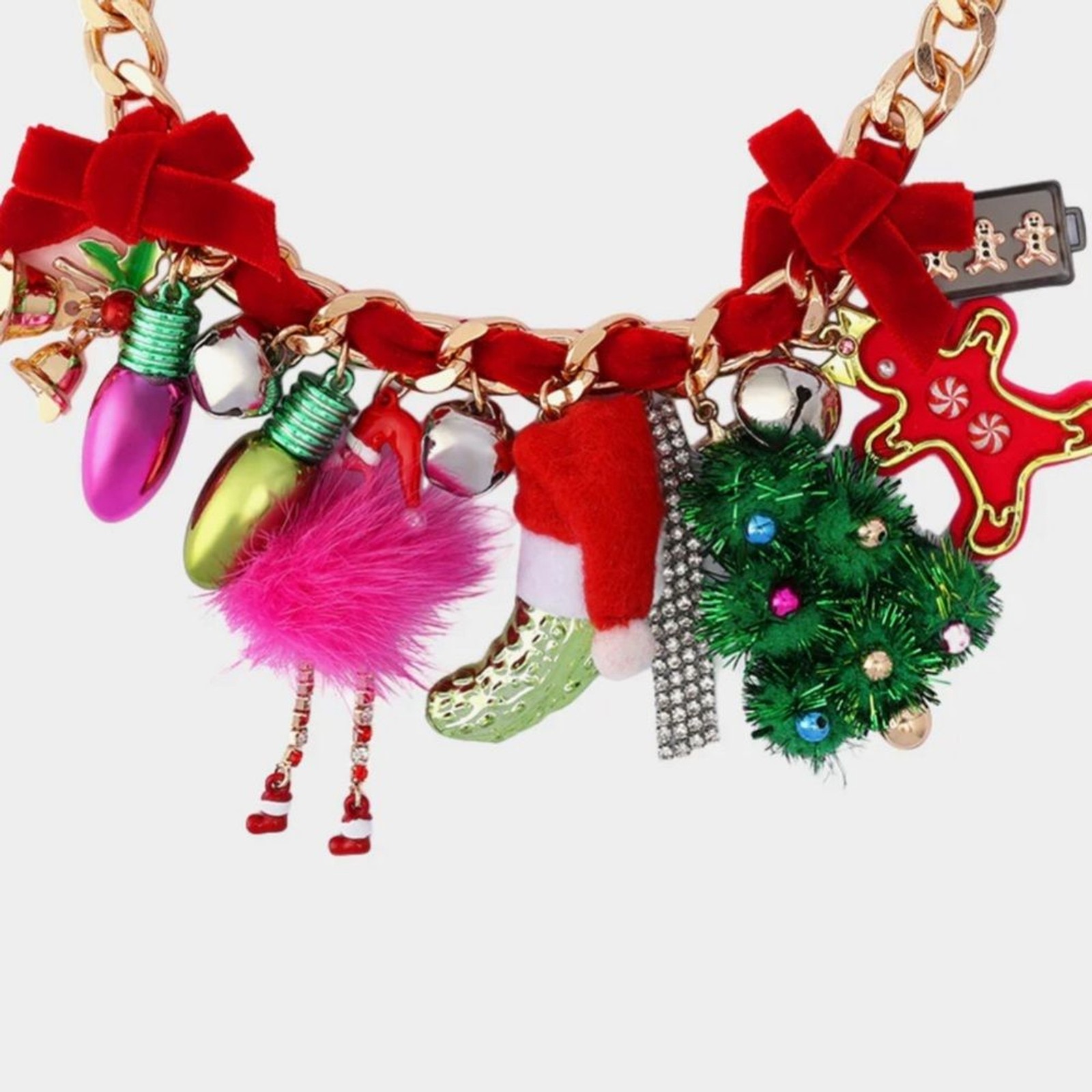 NWT Betsey Johnson Santa Baby Charm Necklace