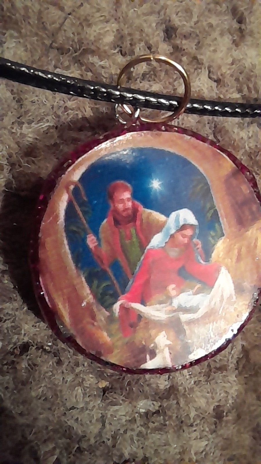 MARY & JOSEPH XMAS – necklace /design size 2.5cm X 2.5cm approx FAST UK DELIVERY