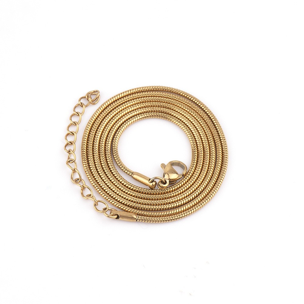 10pcs Ladies’ Stainless Steel Collarbone Round Snake Chain Necklace 18”+5cm